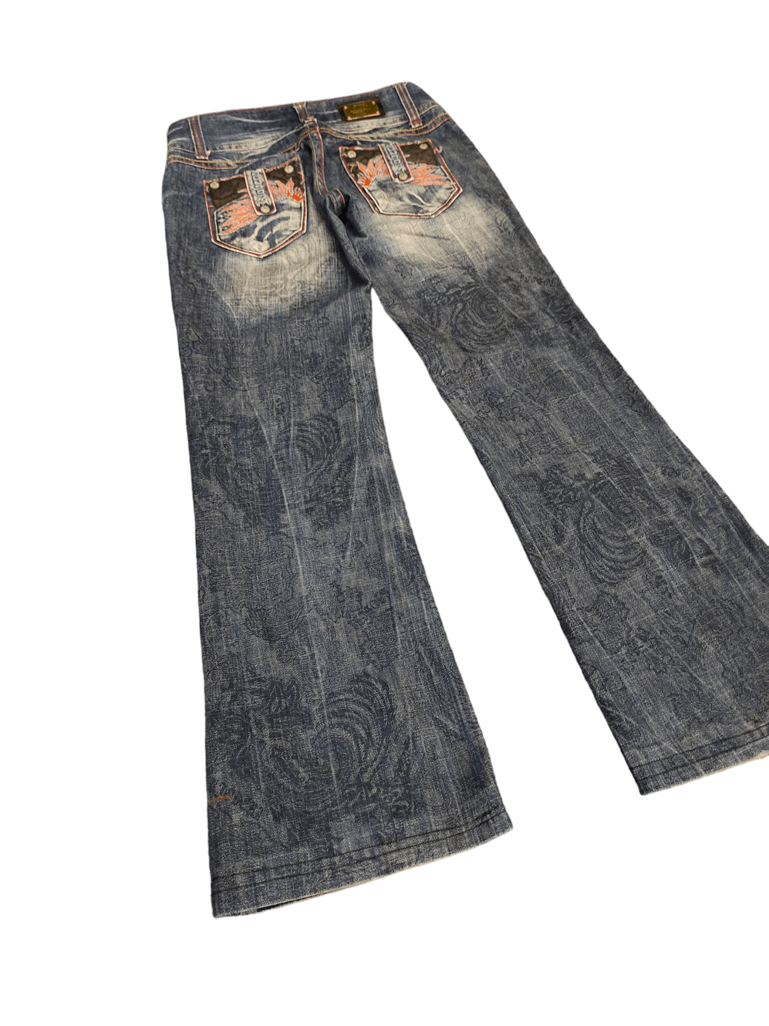 If Six Was Nine Flare Jeans Riobera Embroide Faded Low Rise Boot Cut Y2k Goa Size US 28 / EU 44 - 3 Thumbnail