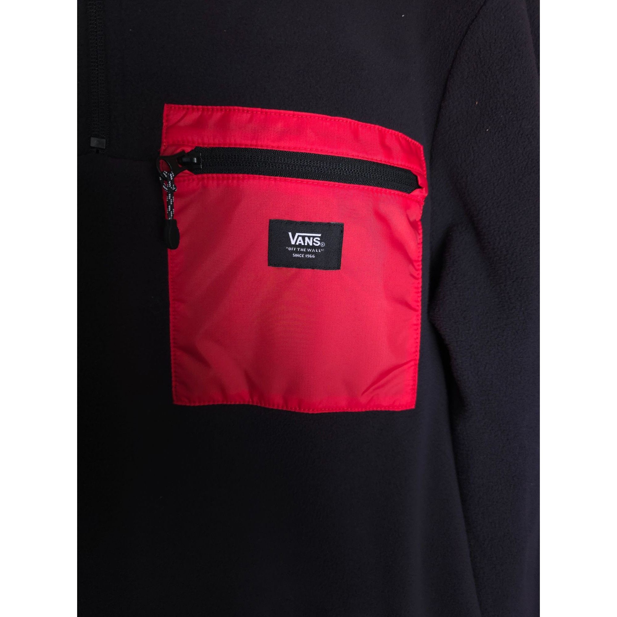 Vans Vans Mens Black & Red Fleece Pullover Jacket Small Half-Zip Size US S / EU 44-46 / 1 - 2 Thumbnail