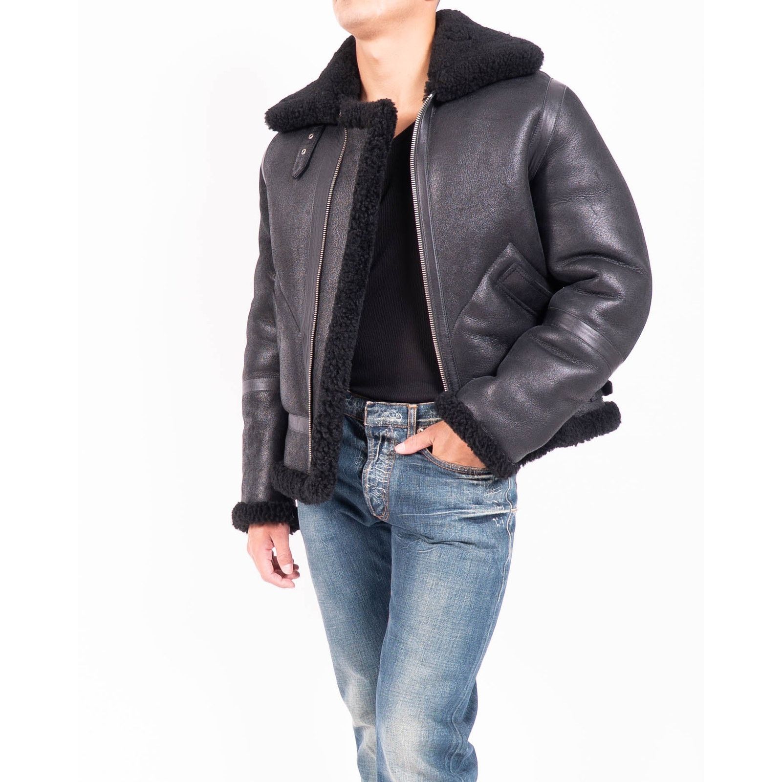 Acne Studios Ian Aviator Jacket in Black Shearling Leather Size US S / EU 44-46 / 1 - 1 Thumbnail