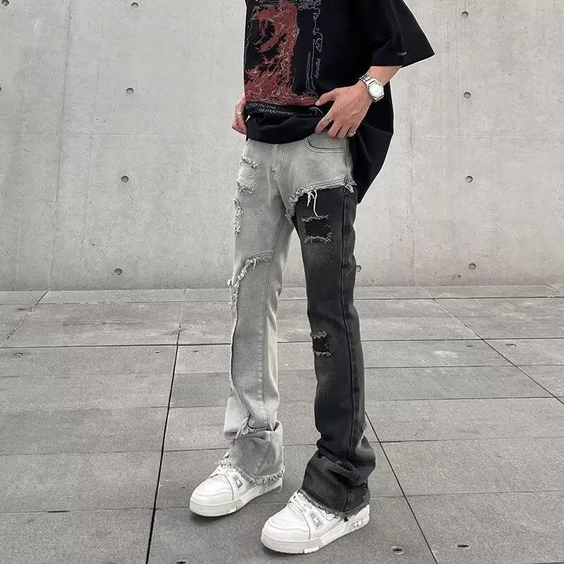 Japanese Brand × Jean Retro loose fringed ripped jeans Size US 32 / EU 48 - 1 Thumbnail
