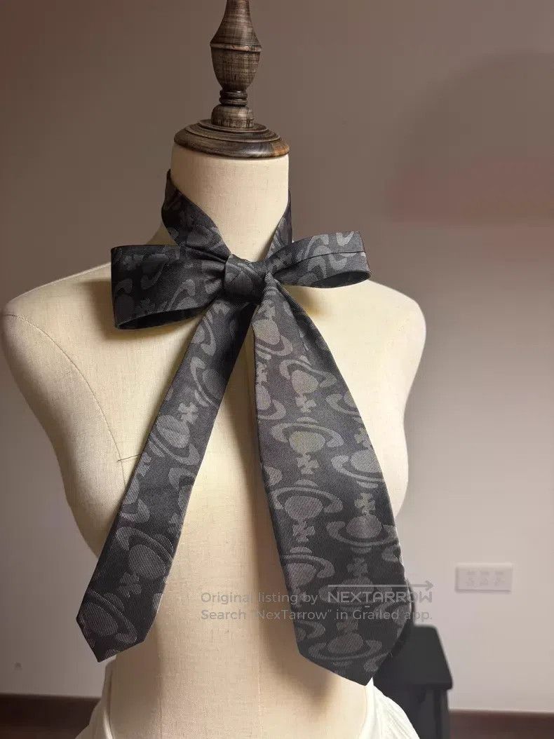 Vivienne Westwood Vivienne Westwood Black Saturn Printed Tie Ribbon Size ONE SIZE - 4 Thumbnail