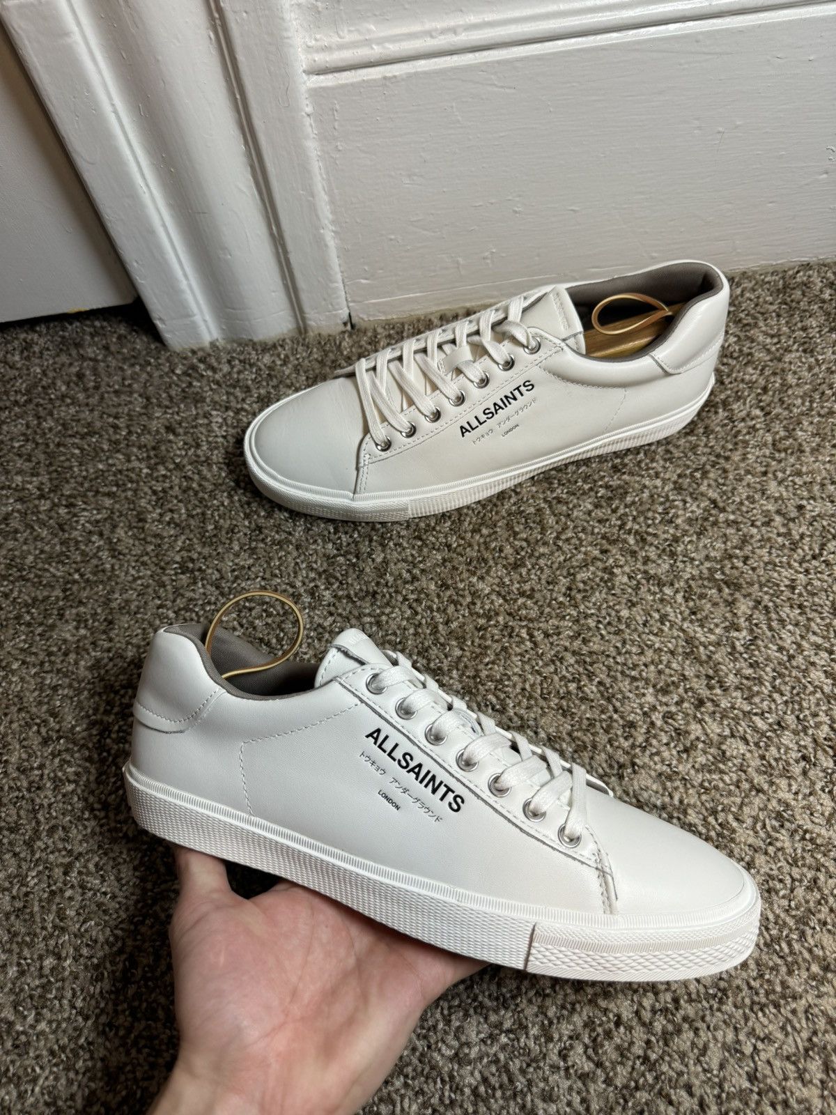 AllSaints Underground Mens Size 10 White Leather (tried On)
