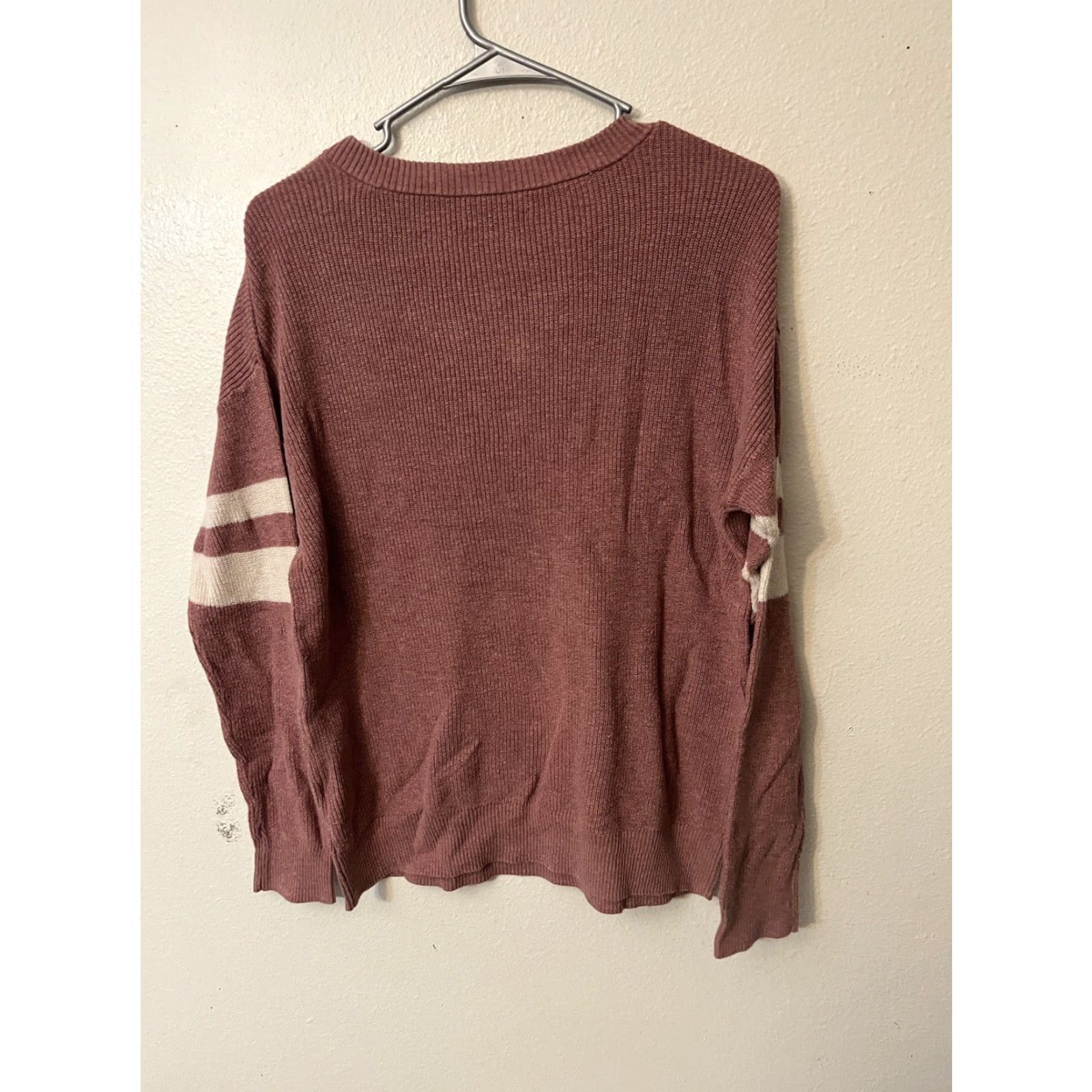 American Eagle Outfitters American Eagle Womens Sweater M Pink Button Ribbed Knit Long Sleeve Crew Neck Size M / US 6-8 / IT 42-44 - 3 Thumbnail