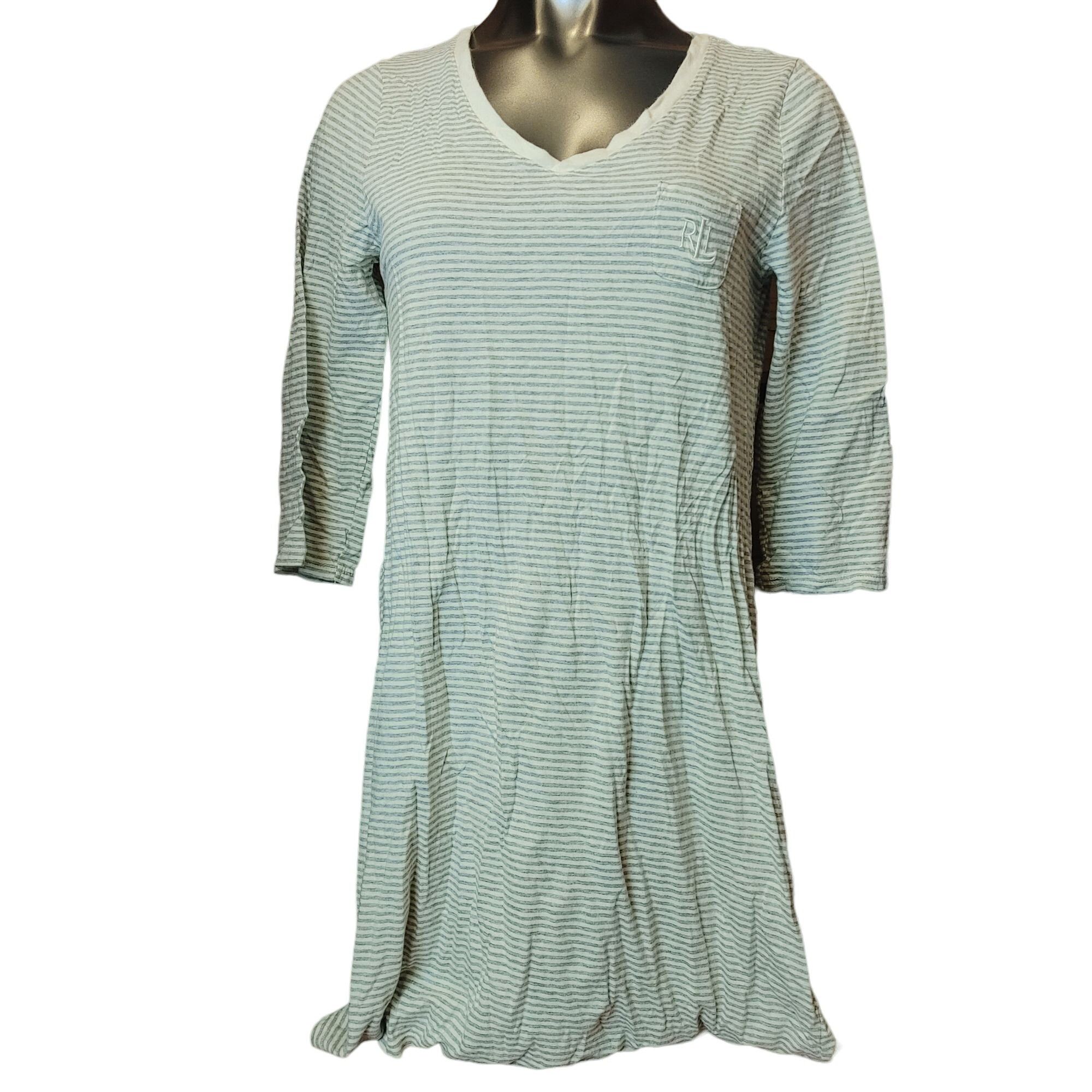 Lauren Ralph Lauren LAUREN RALPH LAUREN Womens L Gray Striped TShirt Tunic Dress Size L / US 10 / IT 46 - 1 Thumbnail