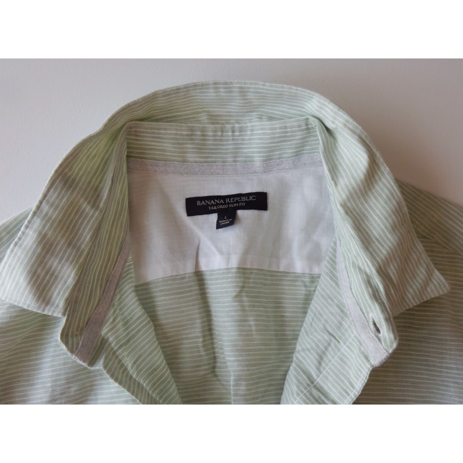 Banana Republic Banana Republic Men’s Linen Blend Button Front Shirt Slim Fit Size L Green Striped Long Sleeve Shirt Mens Size US M / EU 48-50 / 2 - 4 Thumbnail