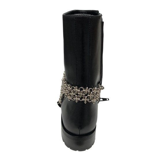 Manolo Blahnik Manolo Blahnik Black Leather Ankle Boots With Silver Chain E Size US 7.5 / IT 37.5 - 4 Thumbnail