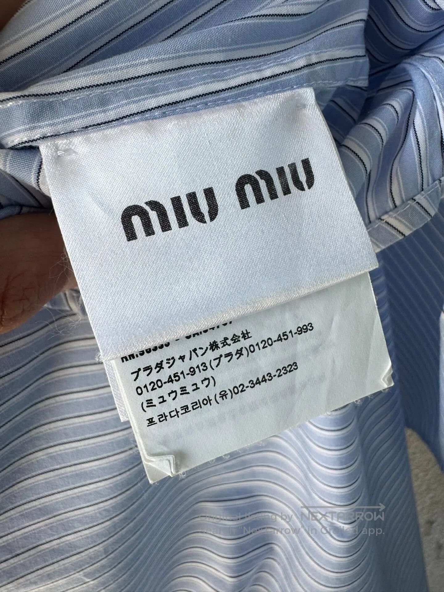 Miu Miu Miu Miu Embroidered Blue Striped Shirt. Size M / US 6-8 / IT 42-44 - 8 Thumbnail
