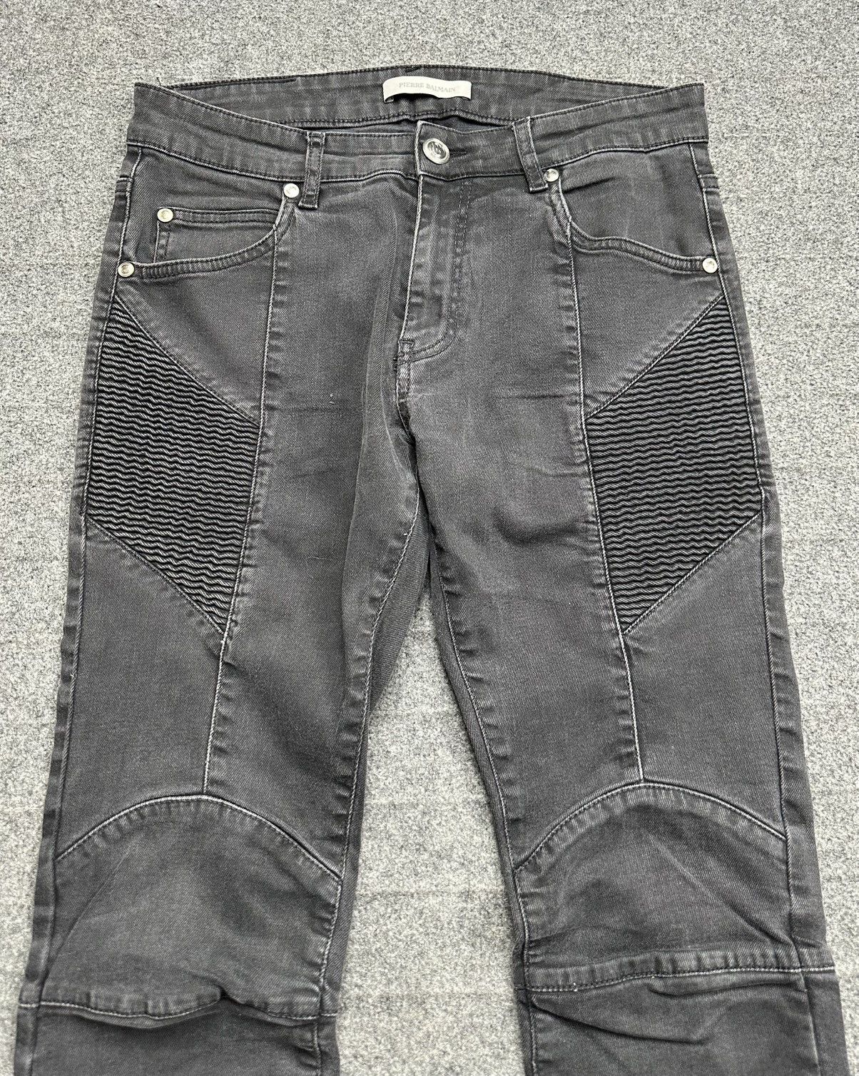 Pierre Balmain Pierre Balmain - Men’s Moto Biker - Washed Black Denim Jeans Size US 32 / EU 48 - 2 Thumbnail