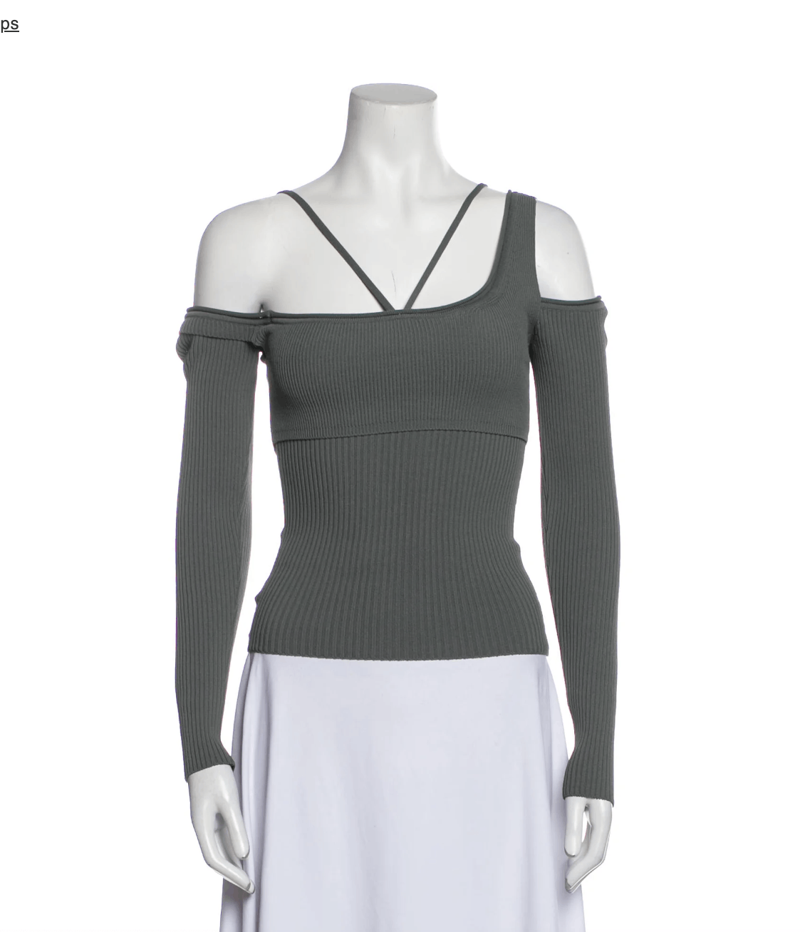 image of Off-The-Shoulder Long Sleeve Jacquemus Top in Grey, Women's (Size Small)