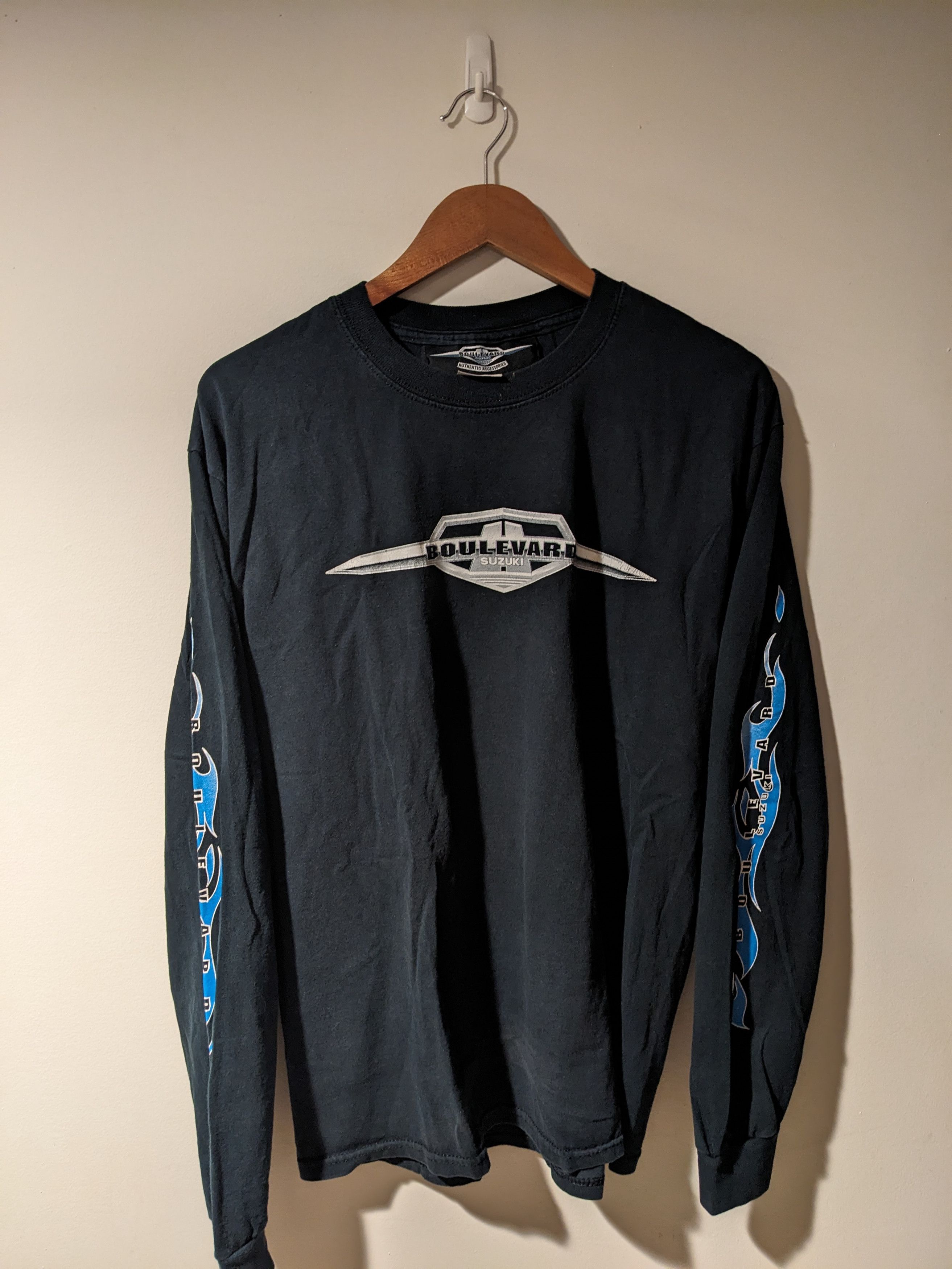 Harley Davidson × Vintage Vintage Y2K Suzuki Boulevard Motorcycle Flames Long-Sleeve Size US L / EU 52-54 / 3 - 1 Thumbnail