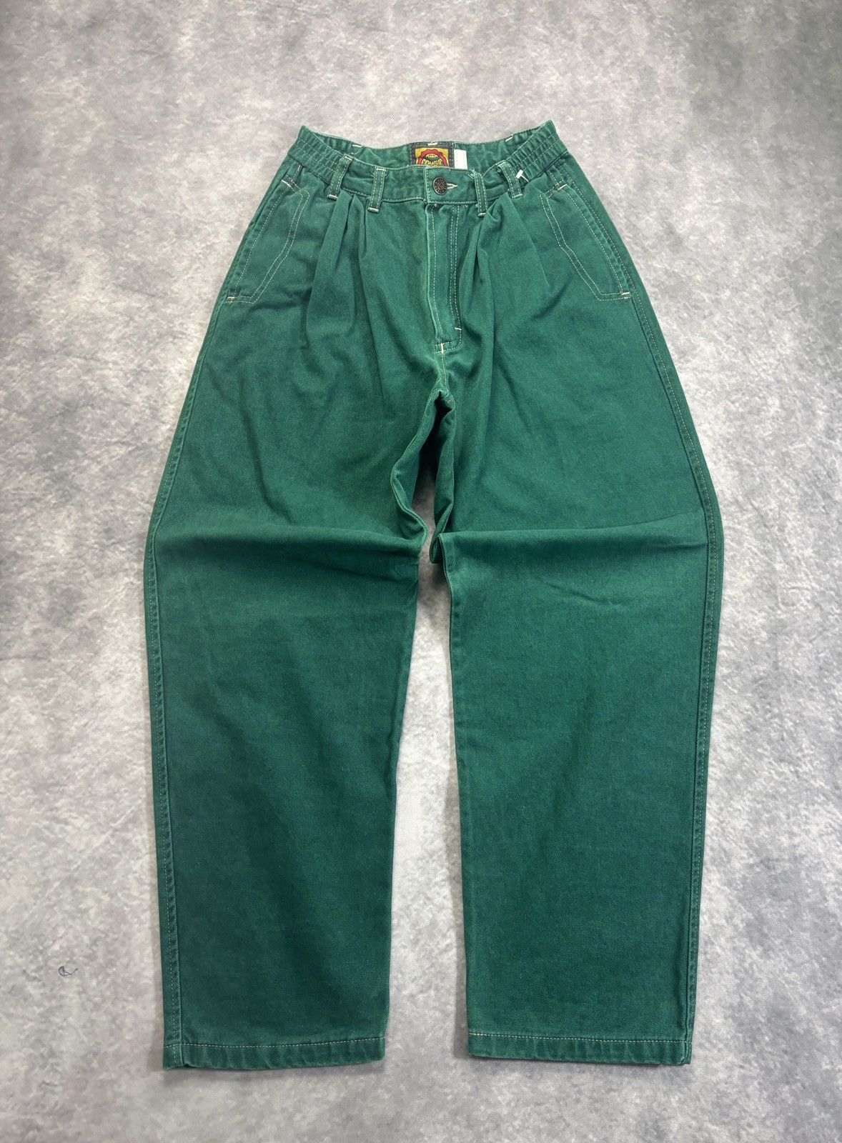 Levi's × Other × Vintage 1980s Green Denim Jeans Vintage Campus France Pleated Youth Size 24" / US 00 / IT 34 - 8 Thumbnail