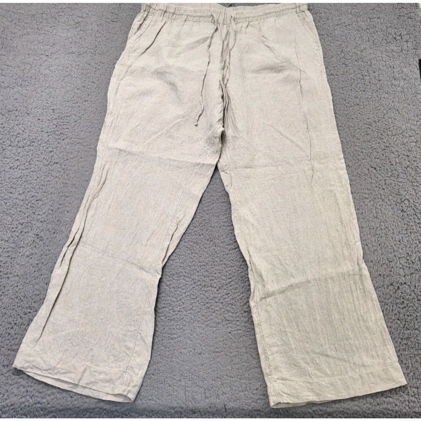 Charter Club CHARTER CLUB Luxury Pants Women XL Beige Pure Linen Straight Pull On Casual Size 40" / US 18 - 2 Thumbnail