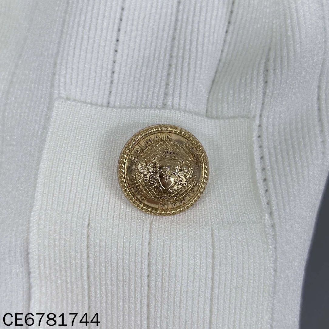 Balmain BALMAIN Women's Knit-Sleeve Gold Button Jacket 38 Size XS / US 0-2 / IT 36-38 - 6 Thumbnail