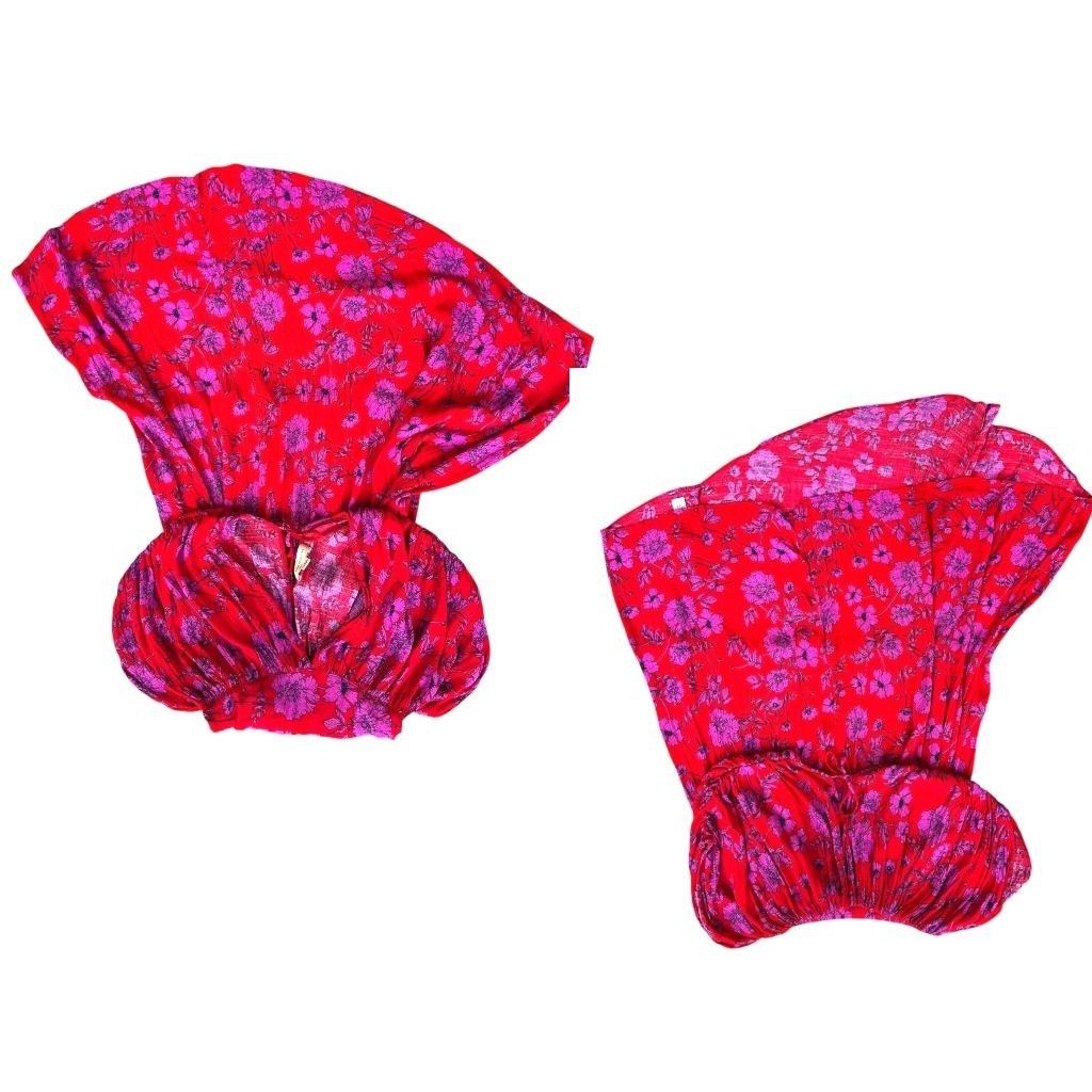 Other Band of Gypsies Hi Low Dress Small Red Pink Flowers Stretch Size S / US 4 / IT 40 - 7 Thumbnail