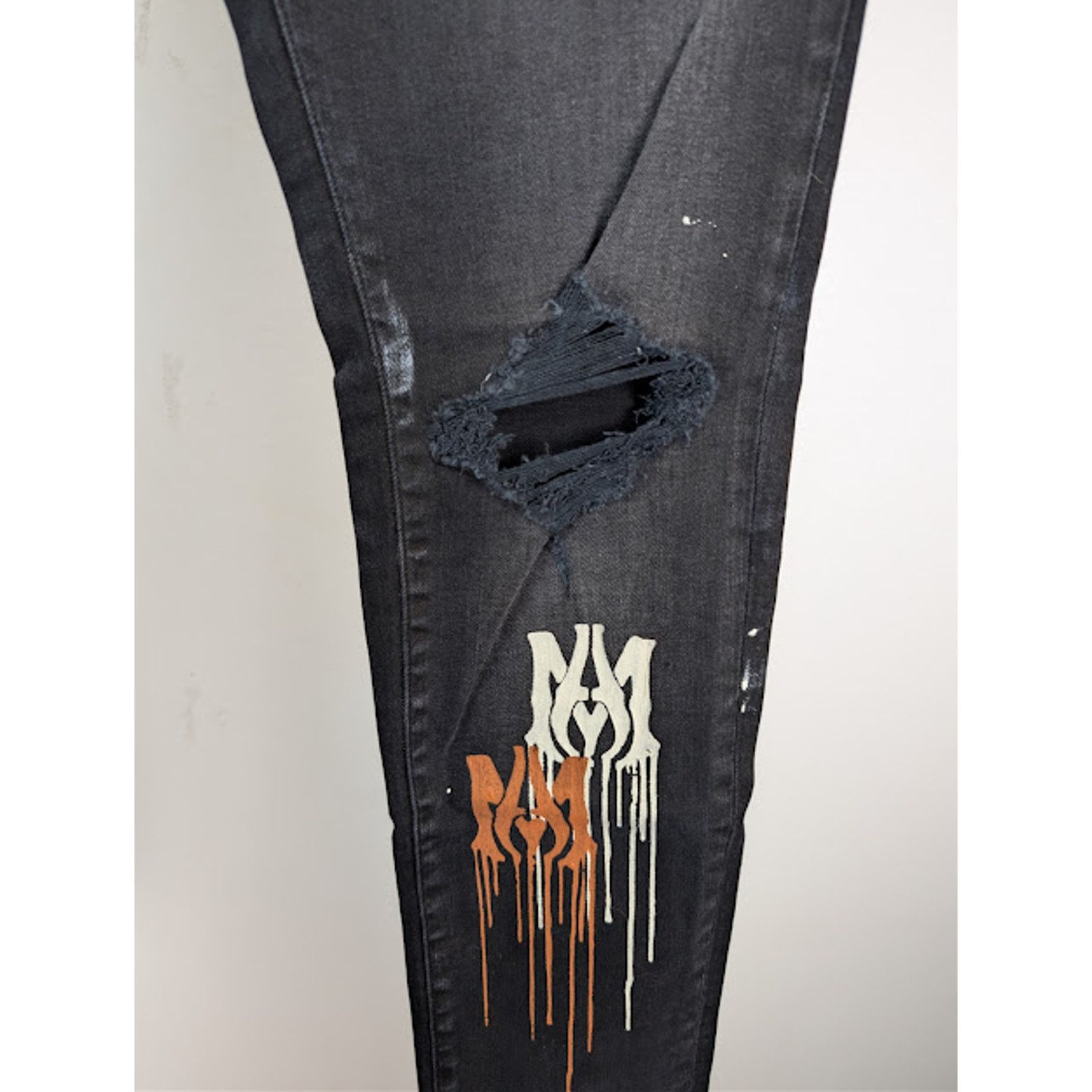 Amiri o1rshd1 MA Drip Skinny Denim Jeans in Aged Black Size US 31 - 8 Thumbnail