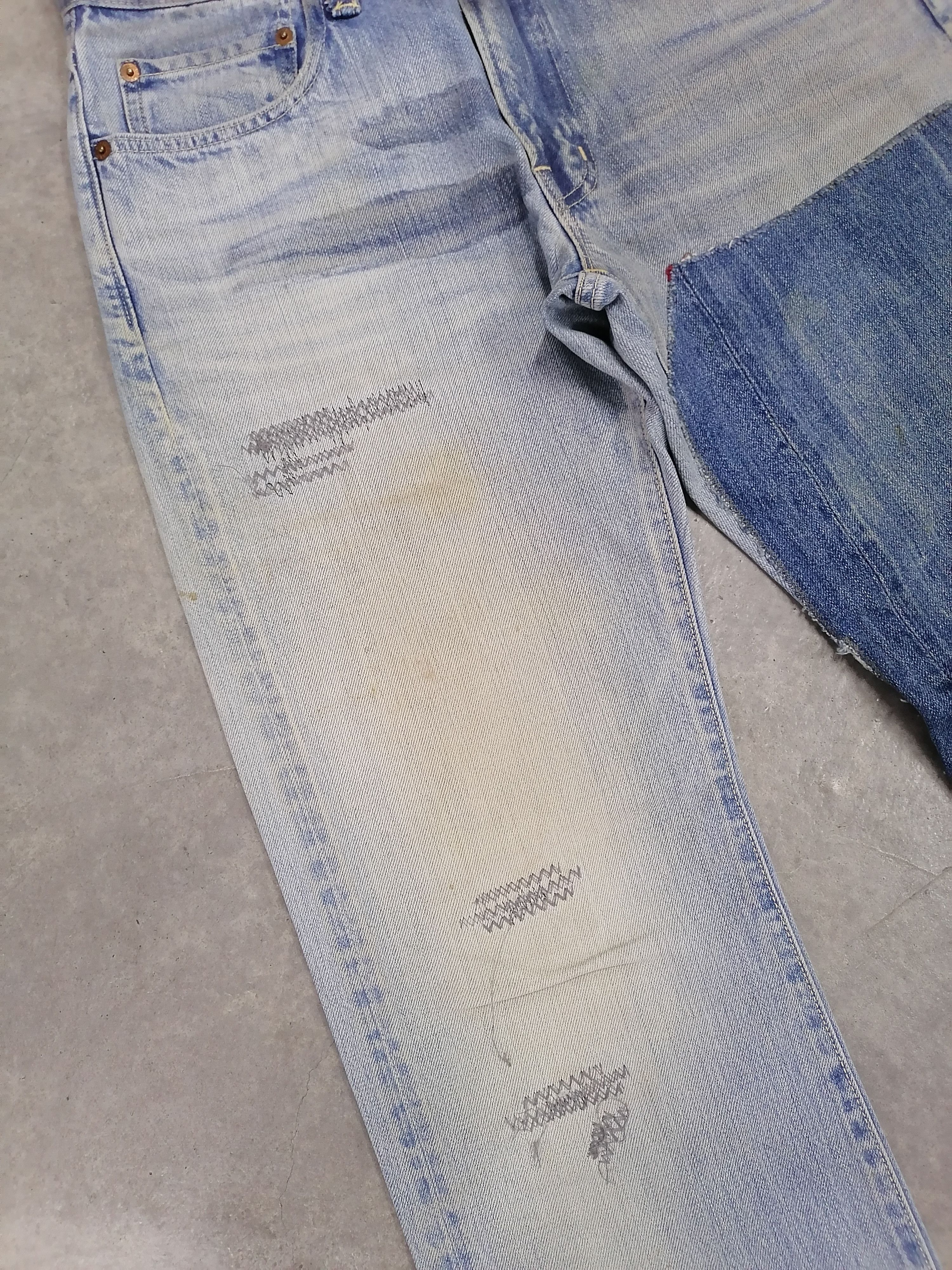 Blue Blue Japan × Japanese Brand Blue Blue Japan Patchwork Distressed Denim Pants Size US 30 / EU 46 - 5 Thumbnail