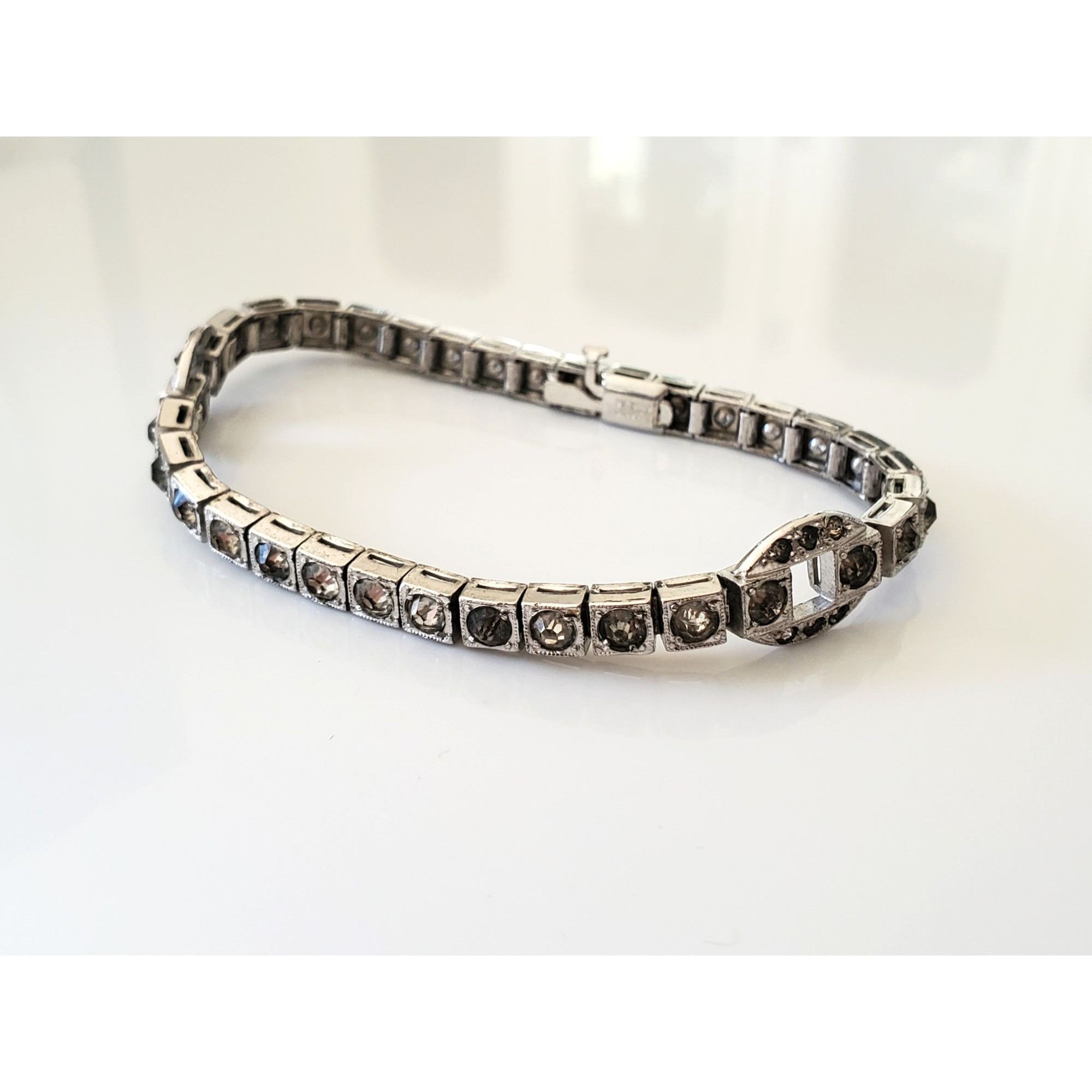 Vintage Vintage 1940s Dorson Sterling Silver Rhinestone Bracelet Size ONE SIZE - 3 Thumbnail
