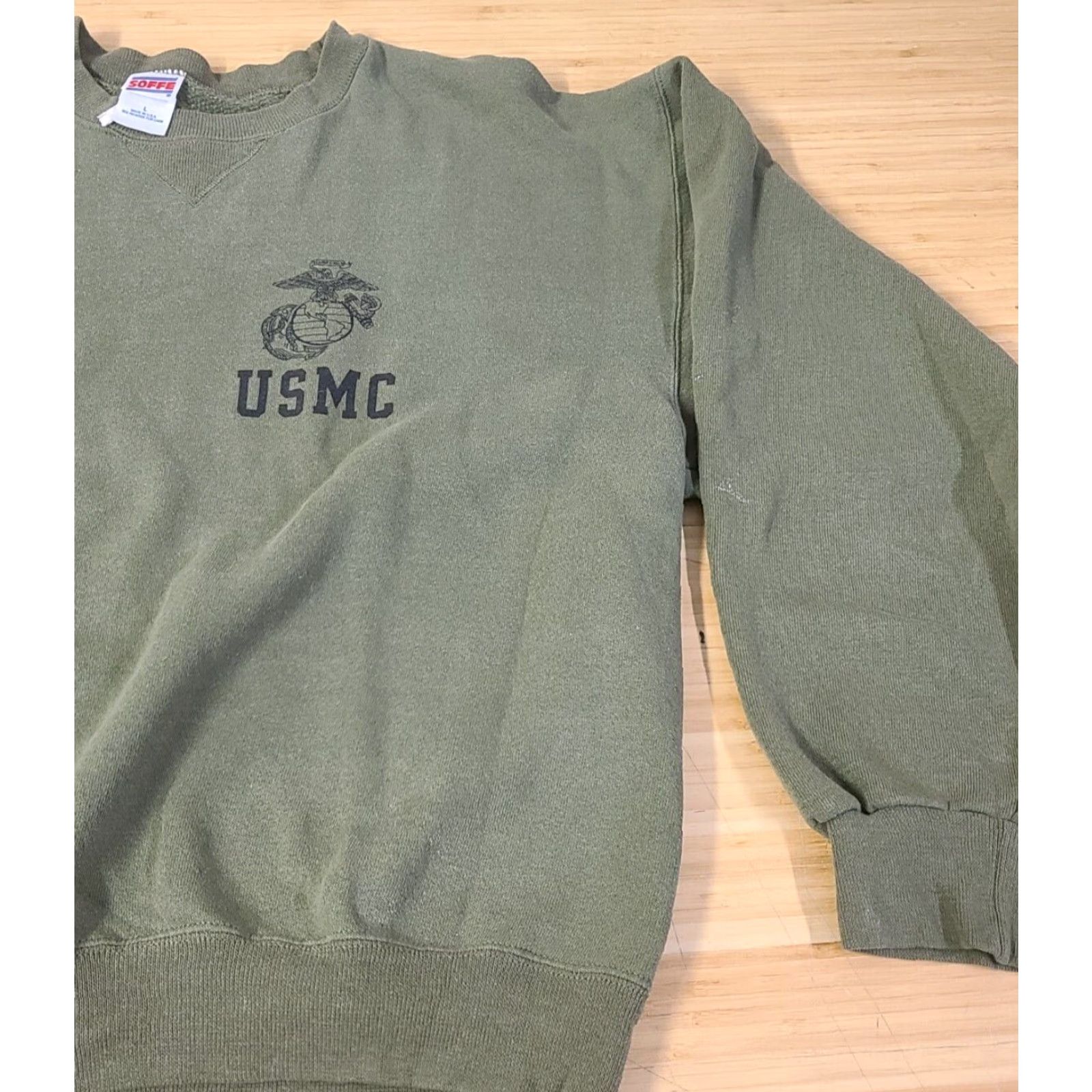 Soffe Soffe USMC Sweatshirt Men L Olive Green Logo Pullover Solid Knit Cotton Polyester USA Marines Size US L / EU 52-54 / 3 - 2 Thumbnail