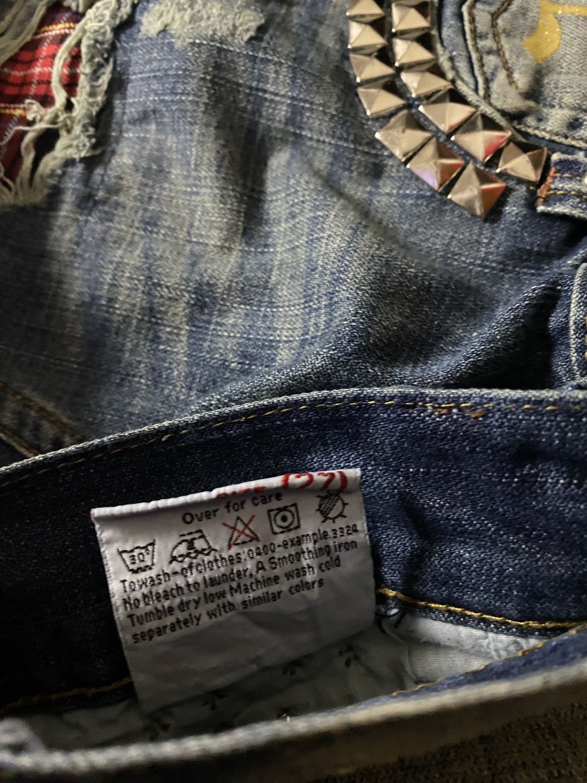 If Six Was Nine 2000's Q Seawash Studded Flared Jeans Size US 27 - 15 Thumbnail