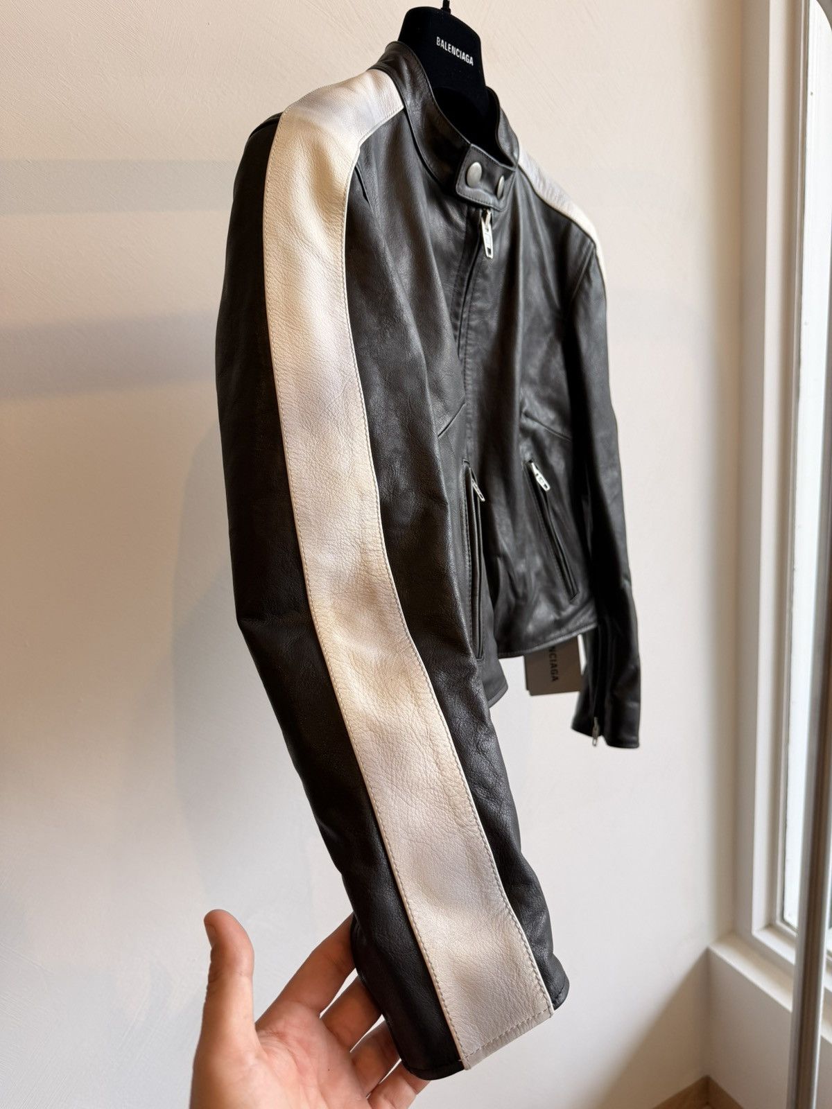 Balenciaga Balenciaga Moto Racer Jacket Black Leather w Stripes Sz 40 Size M / US 6-8 / IT 42-44 - 5 Thumbnail