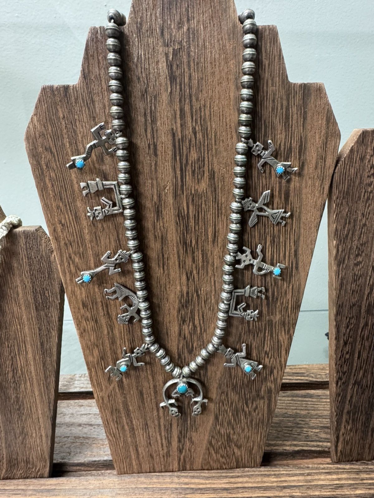 Other Navajo Squash Blossom Necklace Silver and Turquoise Necklace Size ONE SIZE - 1 Thumbnail