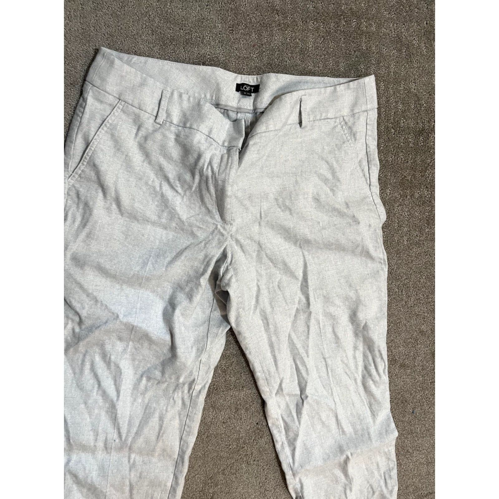 Ann Taylor VINTAGE Ann Taylor LOFT Linen Blend Pants Women’s 16 Gray Cropped Wide-Leg Adult Women Size 38" / US 16 / IT 52 - 2 Thumbnail