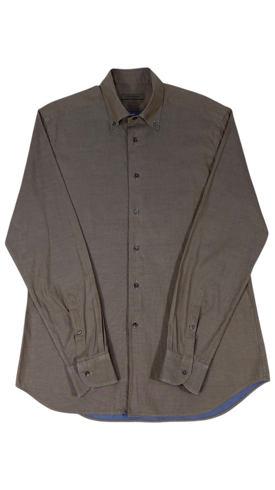 Corneliani Corneliani Indigo Brown Two Tone Light Bronze Shirt Size US L / EU 52-54 / 3 - 1 Thumbnail
