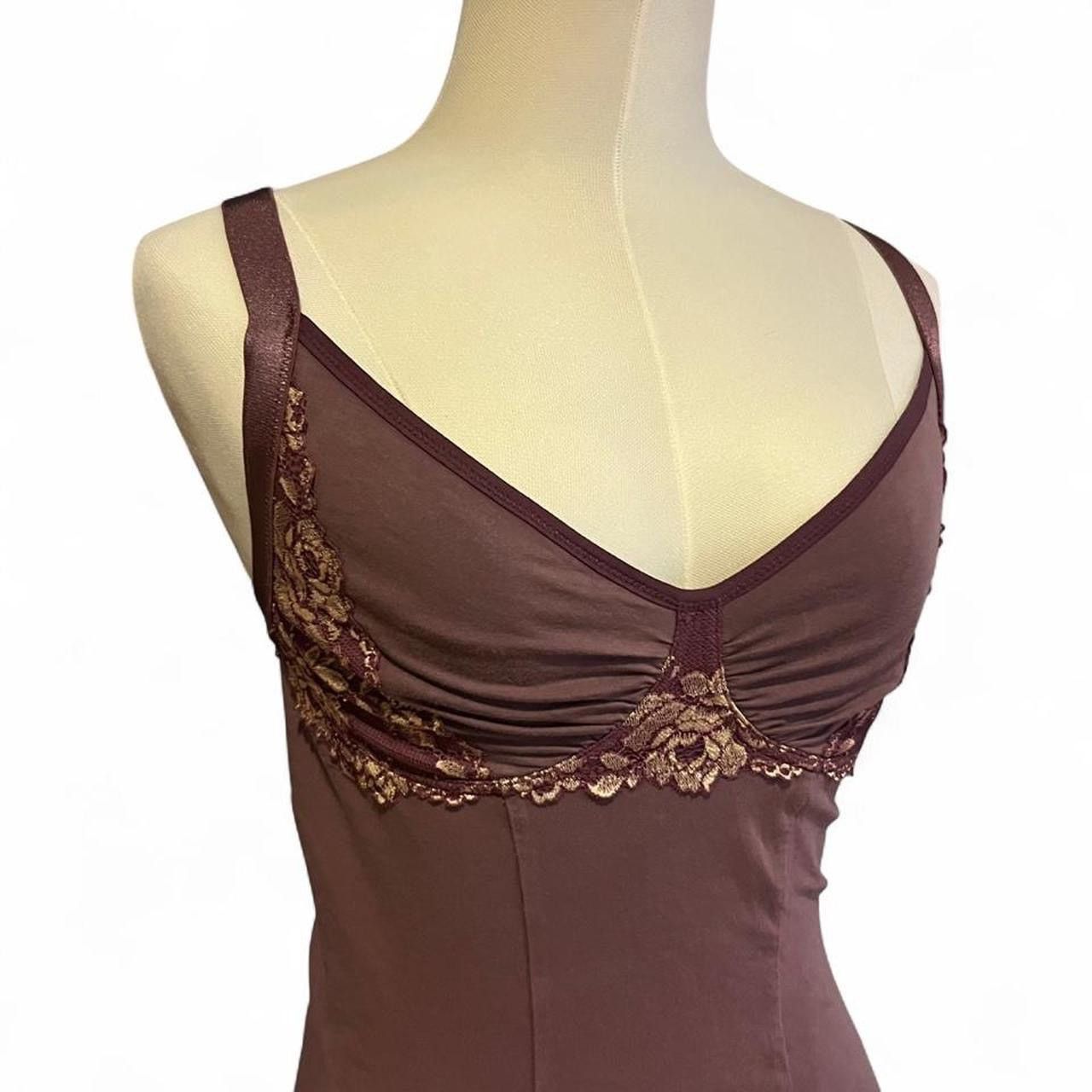Other Vintage y2k fairy brown lace cami top with floral embroidery Size S / US 4 / IT 40 - 4 Thumbnail