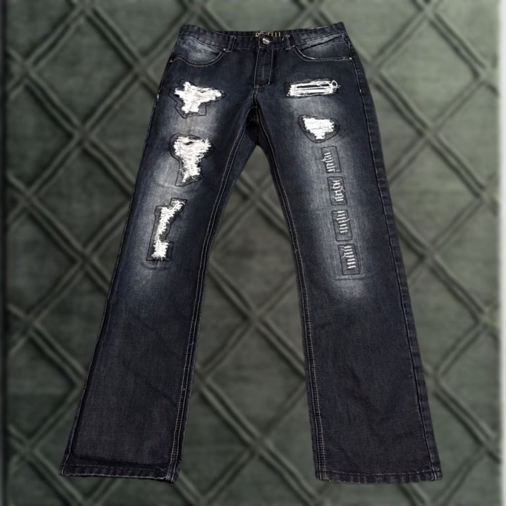 Denime Rivelli Jeans Distressed Blue Denim Men 32x32 Dark Wash Cotton Blend Jeans Regular Men 32in Size US 32 / EU 48 - 1 Thumbnail