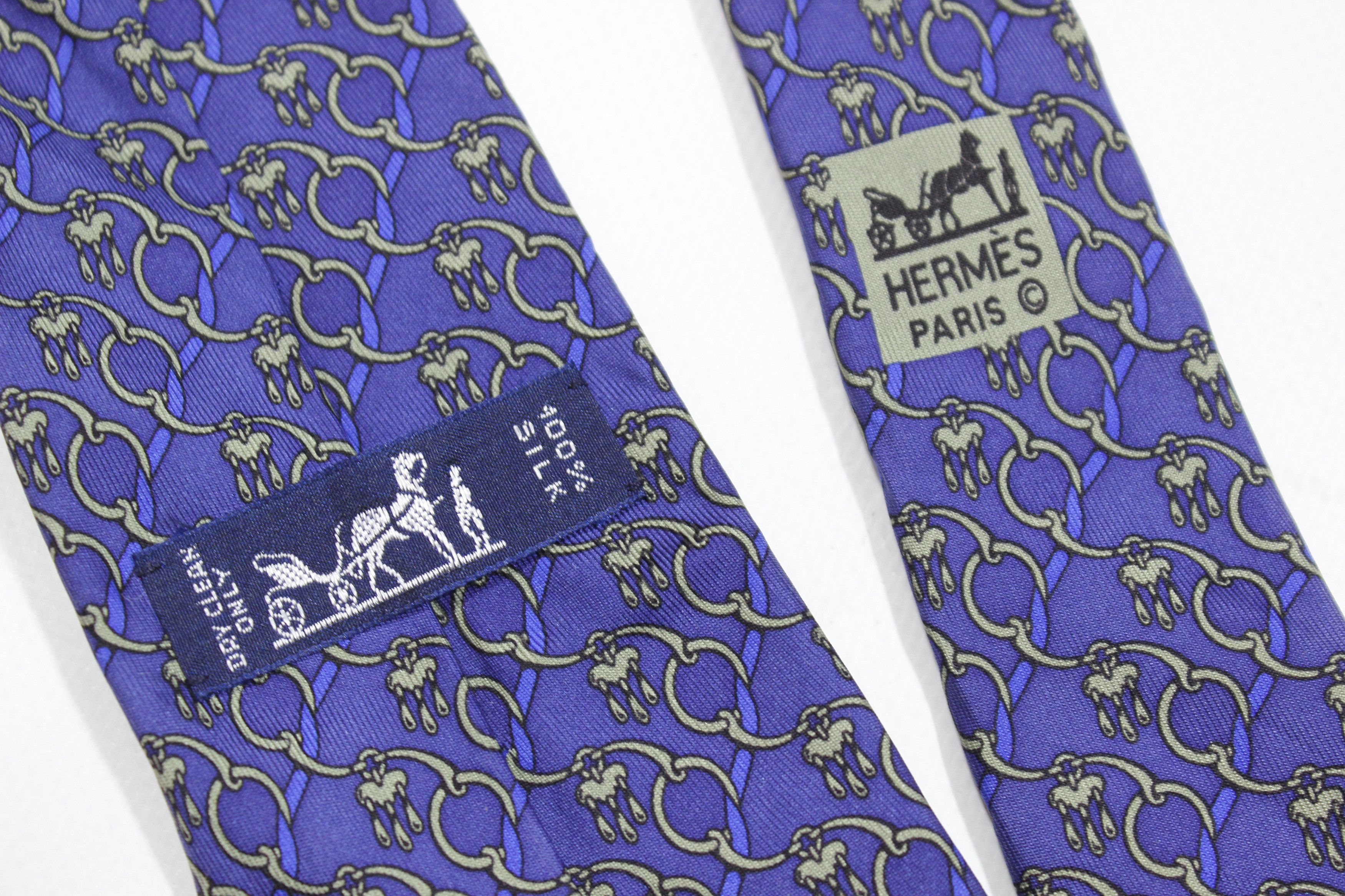 Hermes Chain Link Printed Silk Tie Vintage 7310 EA Size ONE SIZE - 7 Thumbnail