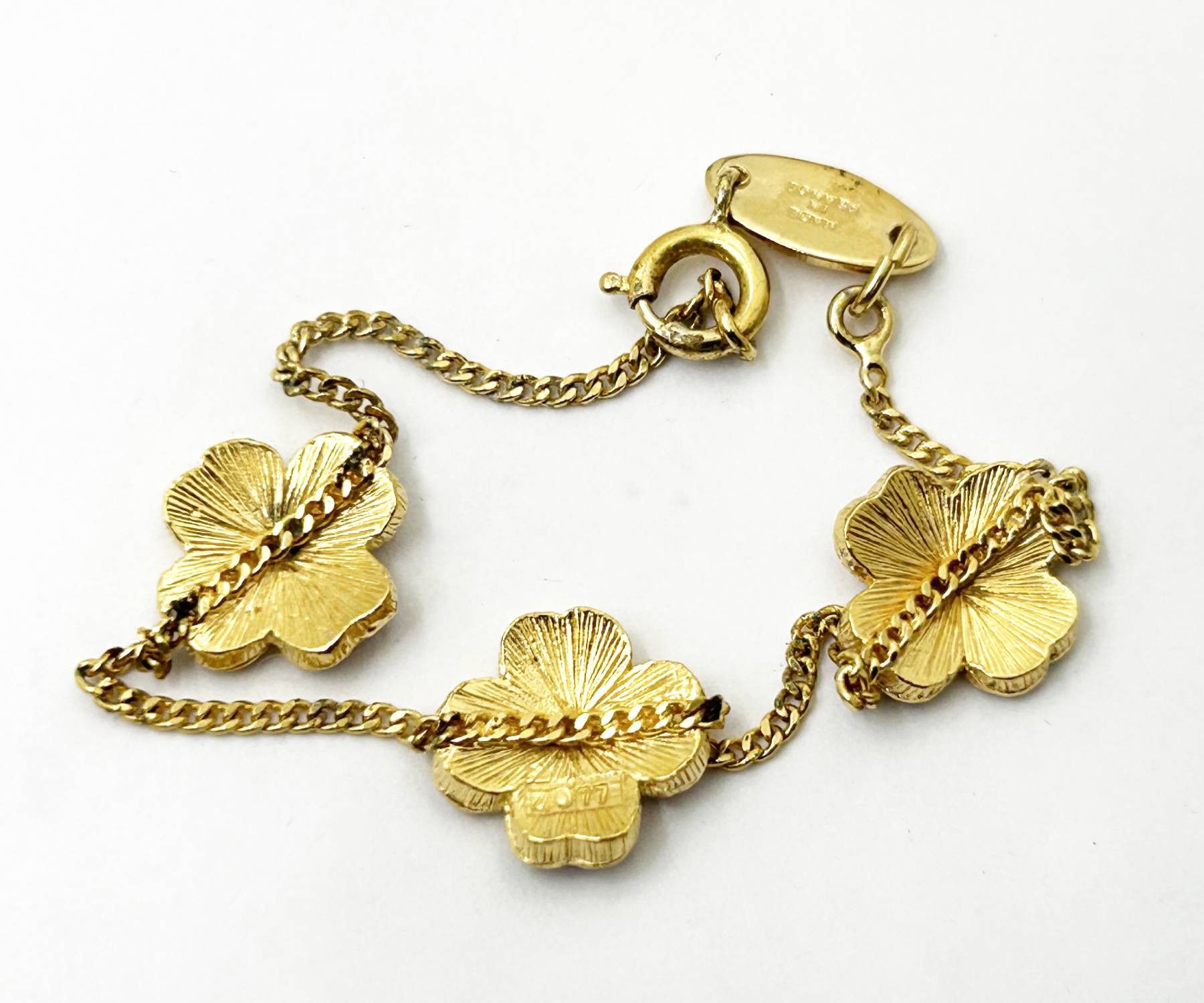 Chanel Chanel Rare Vintage Gold Plated CC 3 Red Flower Bracelet Size ONE SIZE - 3 Thumbnail