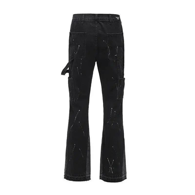 Japanese Brand Splattered Paint Flare Black Denim Jeans Size US 30 / EU 46 - 4 Thumbnail