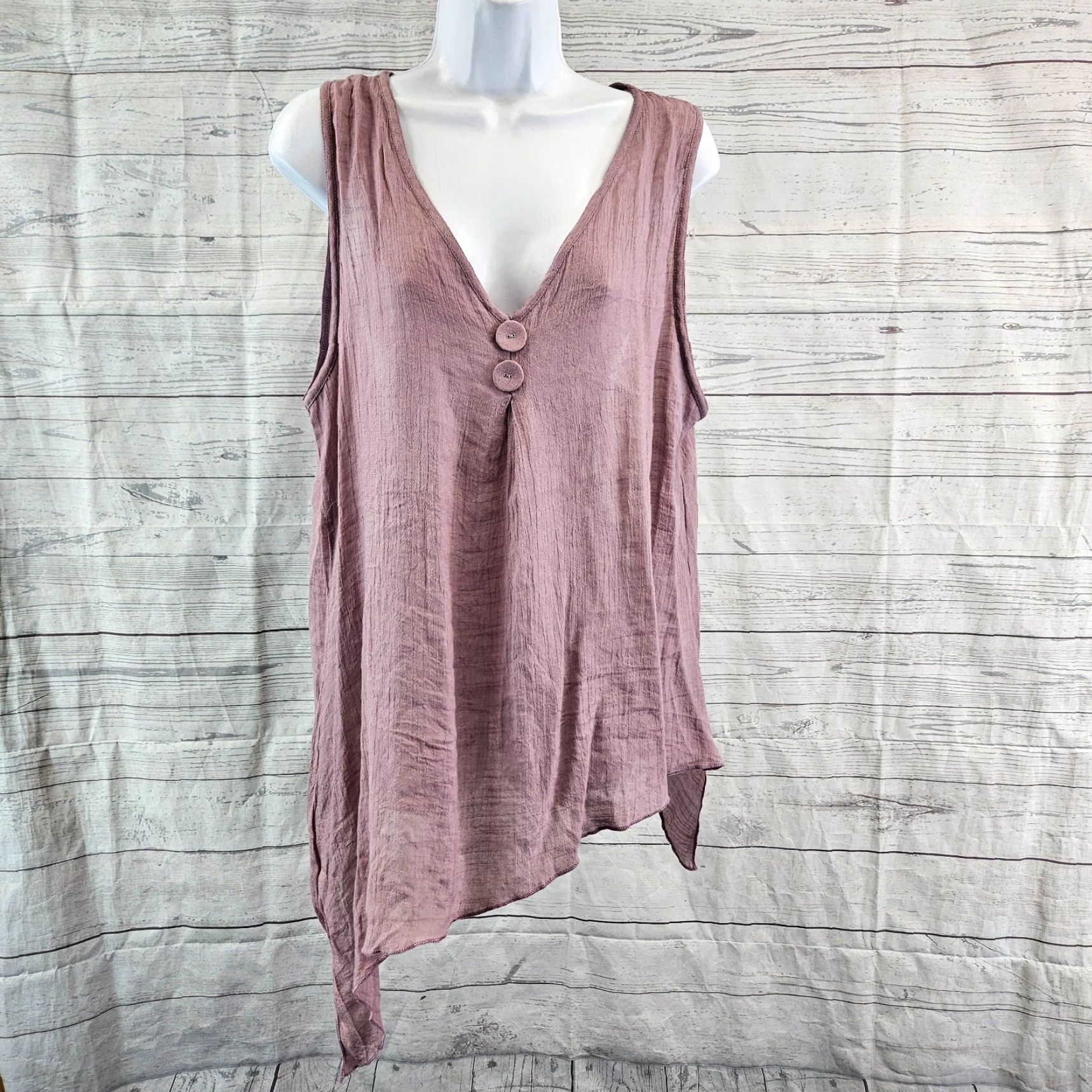 Vintage Pretty Angel Womens Tank Top M Purple V-Neck Silk Blend Asymmetrical Hem Shirt Ladies 90s? Size M / US 6-8 / IT 42-44 - 2 Thumbnail
