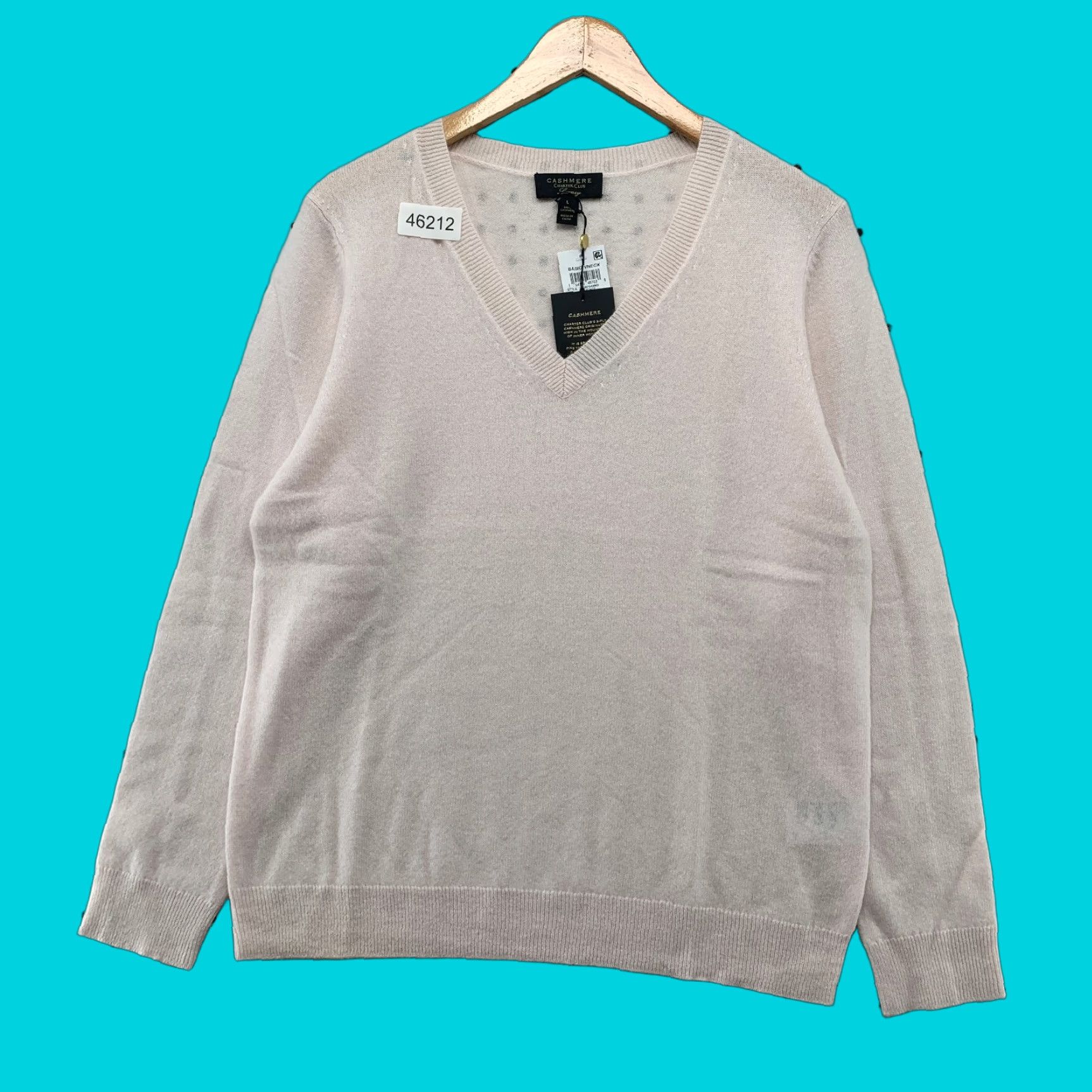 Charter Club Charter Club Sweater Womens Large Pink V Neck 100% Cashmere NEW Luxury NWT Size L / US 10 / IT 46 - 1 Thumbnail