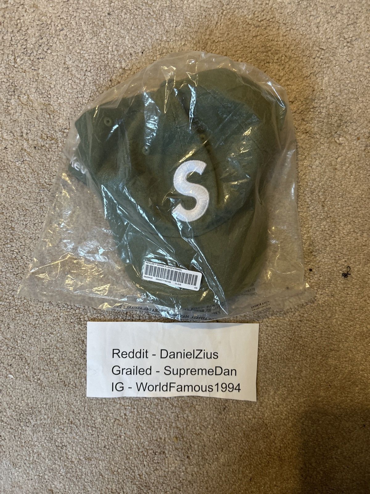 Supreme Supreme x Kevlar Denim S Logo 6-Panel 'Olive' Size ONE SIZE - 4 Thumbnail