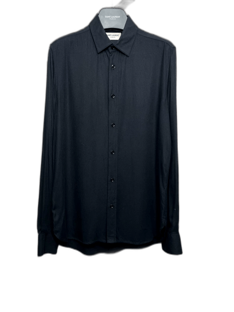 Saint Laurent Paris Saint Laurent Black Silk Long Sleeve Shirt-2507 Size US M / EU 48-50 / 2 - 1 Thumbnail