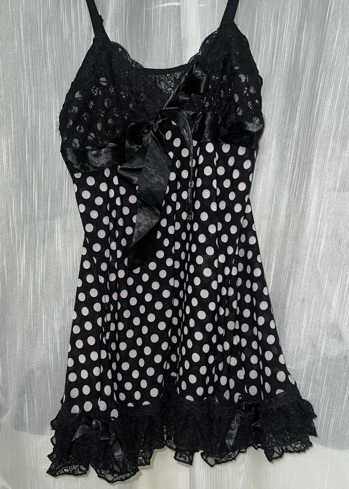 Japanese Brand Vintage Y2K polka dot lace camisole 🖤➕ Size M / US 6-8 / IT 42-44 - 5 Thumbnail