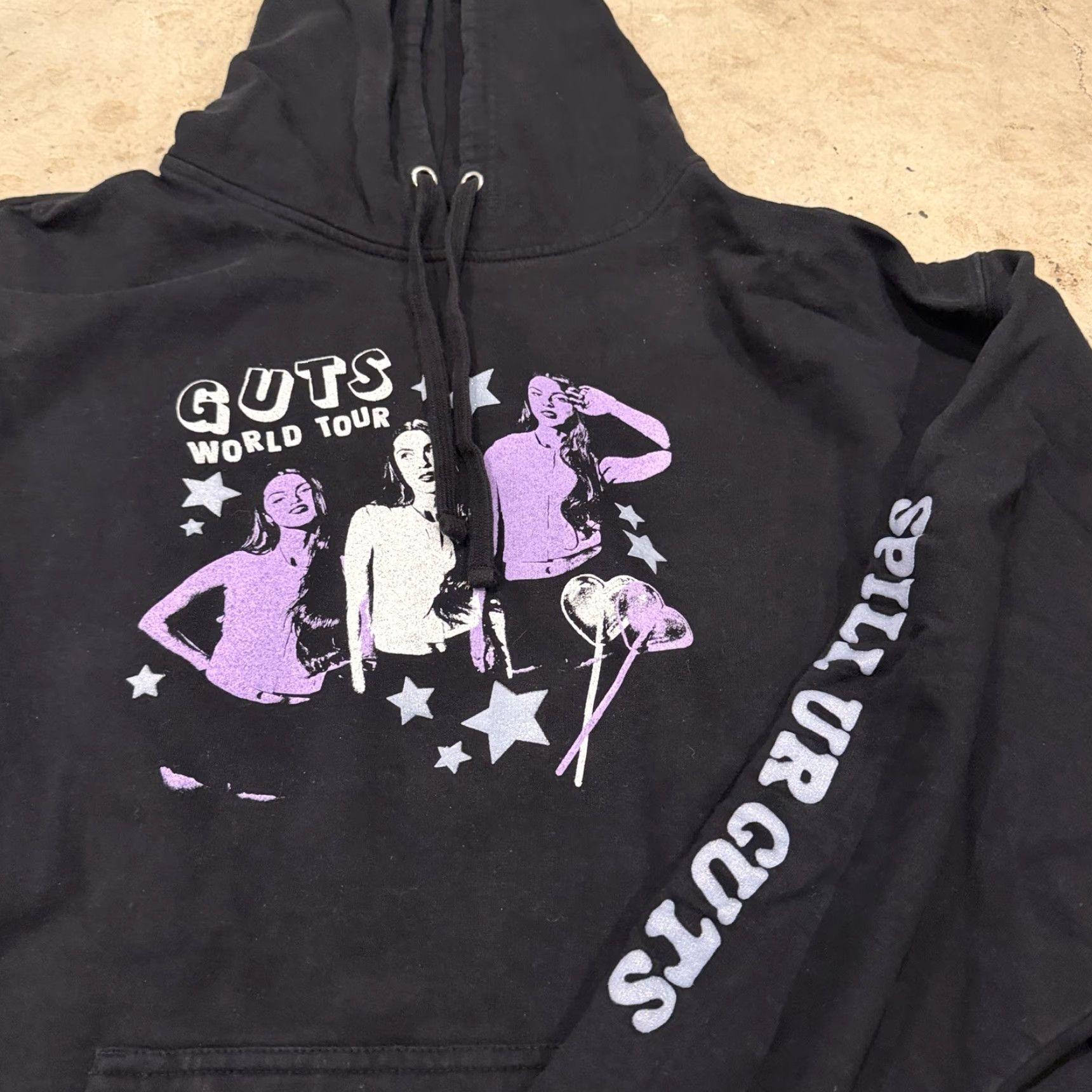Bravado VINTAGE Olivia Rodrigo GUTS World Tour Hoodie 2XL Bravado Shirt Mens Black Cotton Crew Neck Short Sleeve Pullover Concert Music Spring Summer Size US XXL / EU 58 / 5 - 5 Thumbnail