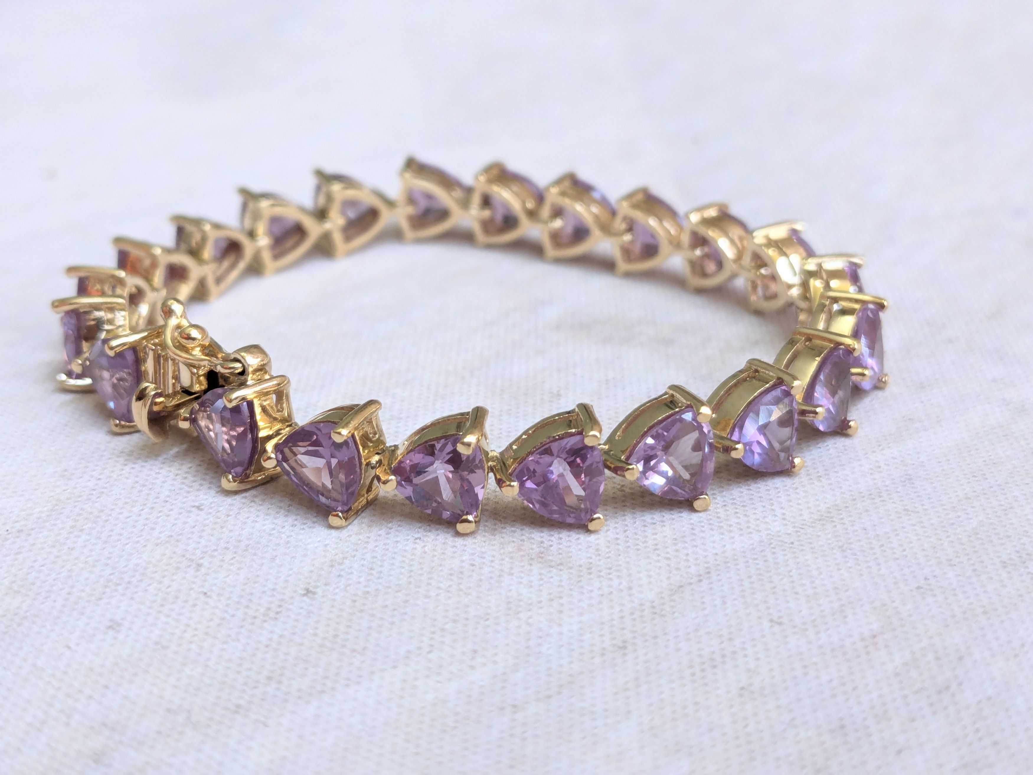 Sterling Silver Sterling Silver Tennis Bracelet Purple Alexandrite Gold 6.5" Size ONE SIZE - 6 Thumbnail