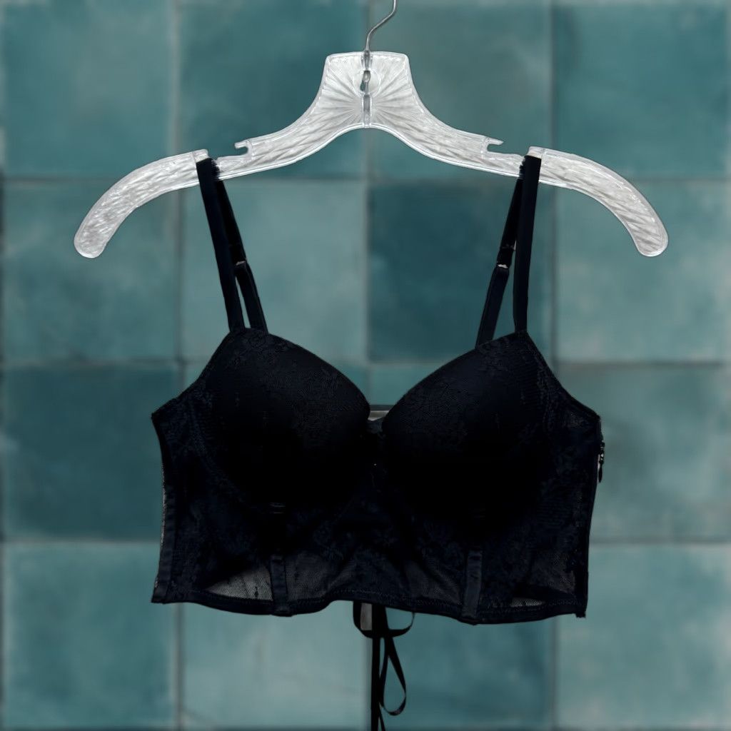 Vintage **Intimissimi Black Lace-Up Padded Zipper Corset Top Medium** User: Intimissimi Black Lace-Up Padded Zipper Corset Top Medium Size ONE SIZE - 1 Thumbnail