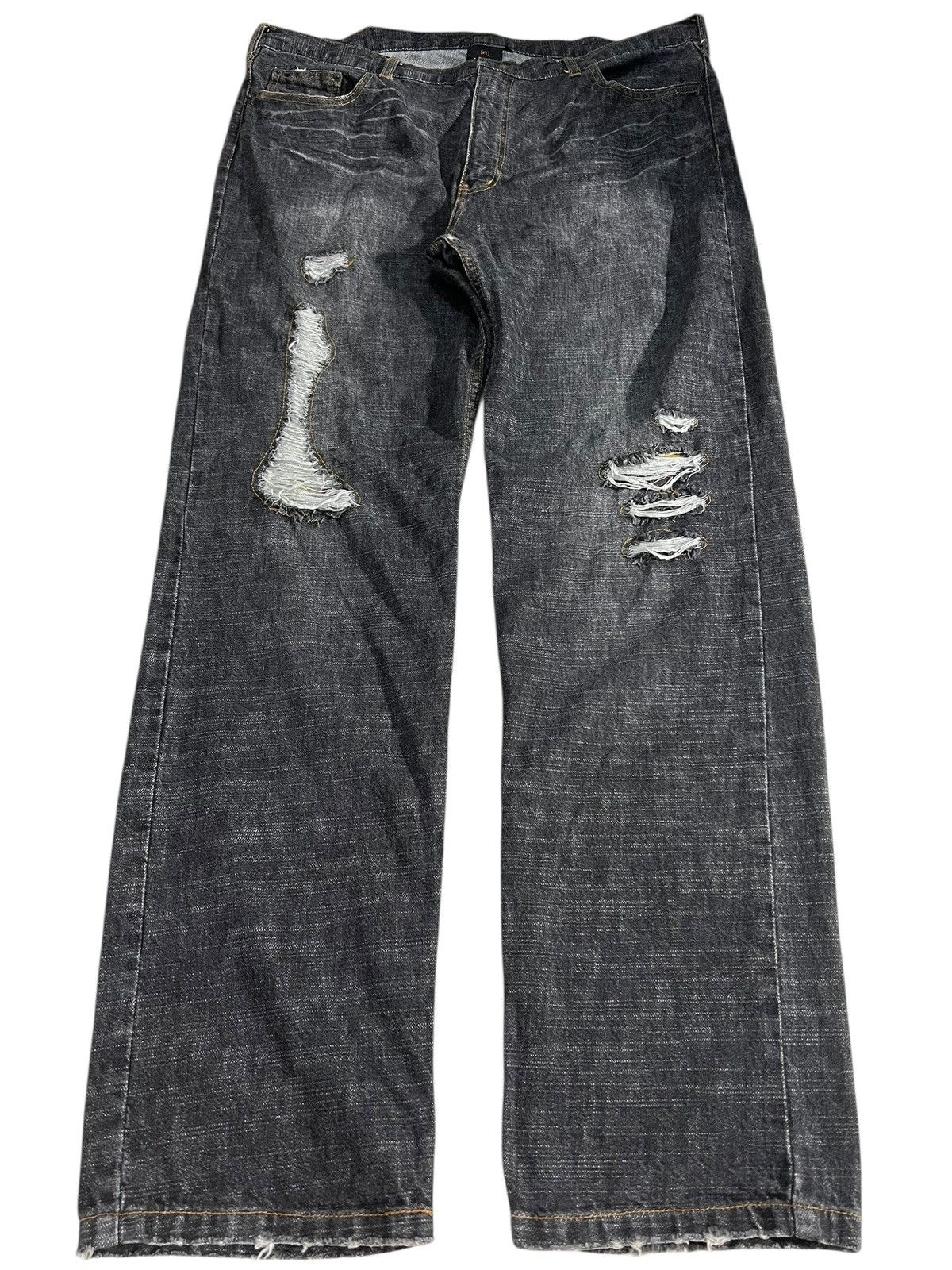 Japanese Brand Vintage Nylaus Crew Black Distress Jean Size US 40 / EU 56 - 1 Thumbnail