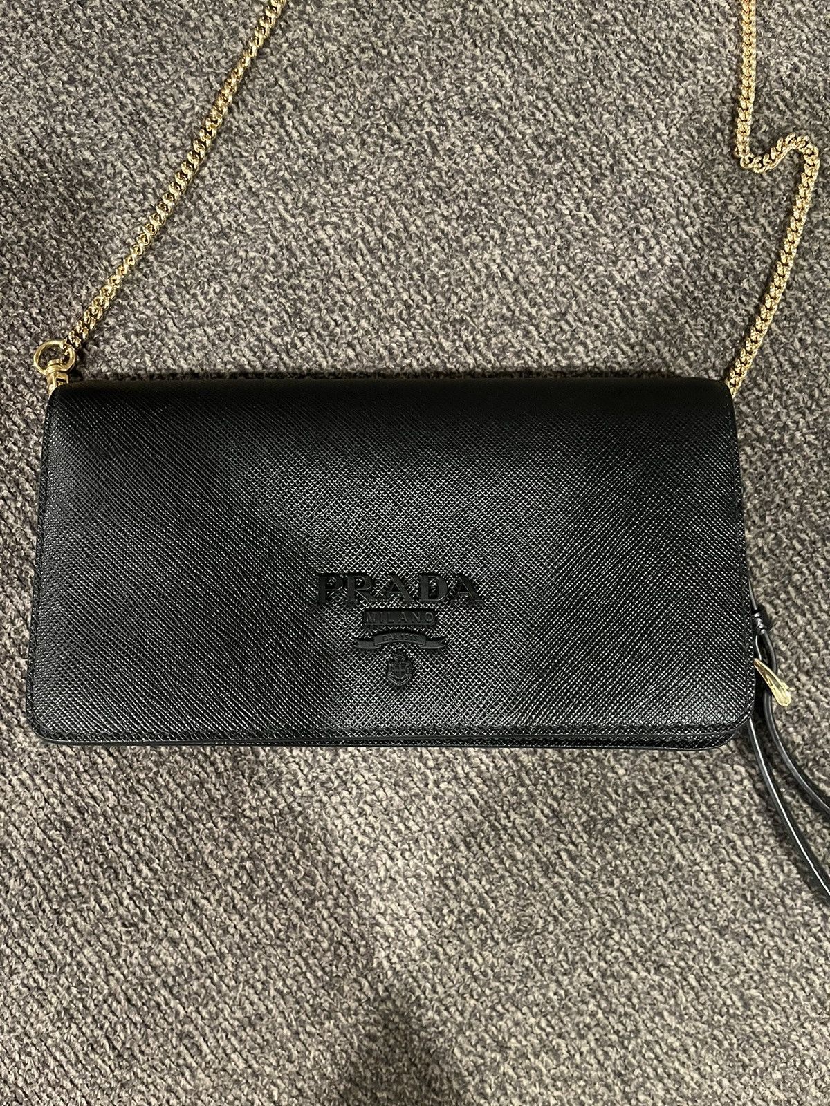 Prada Black Saffiano Leather Wallet On Chain Size ONE SIZE - 2 Thumbnail