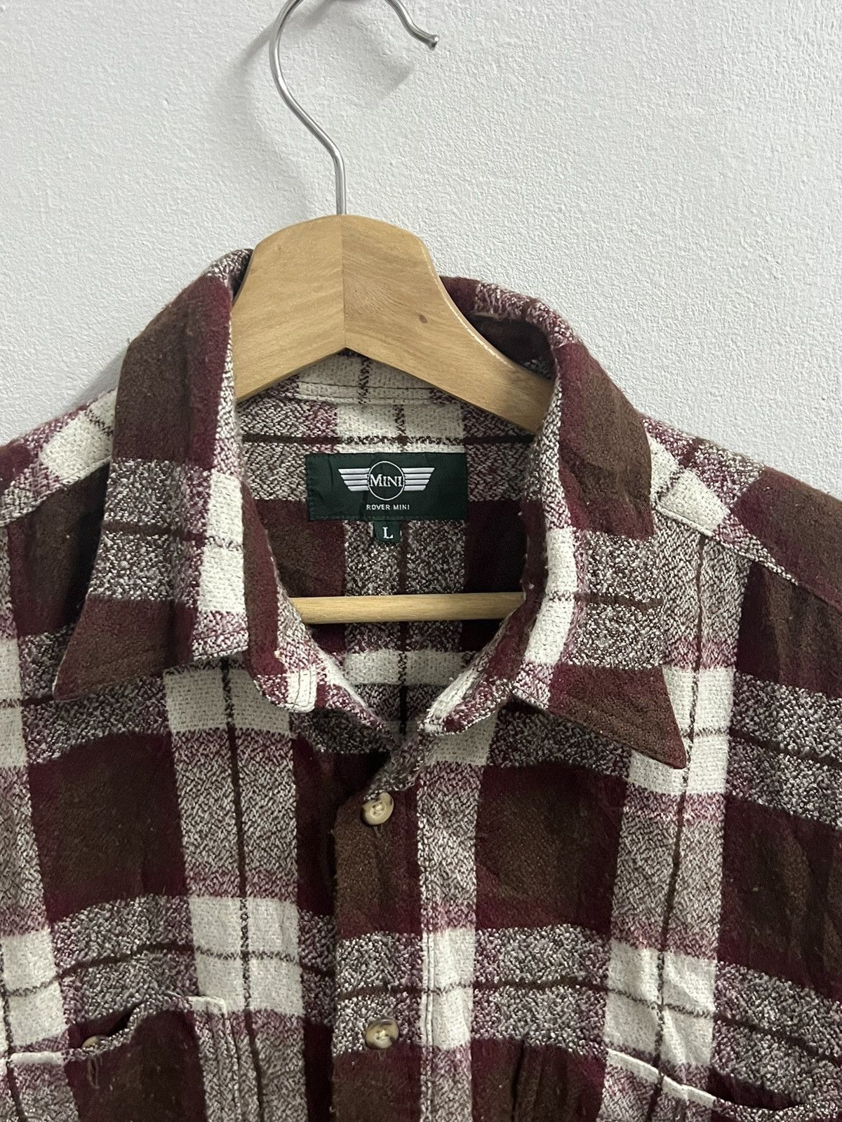 Rover mini flannel button up brown check