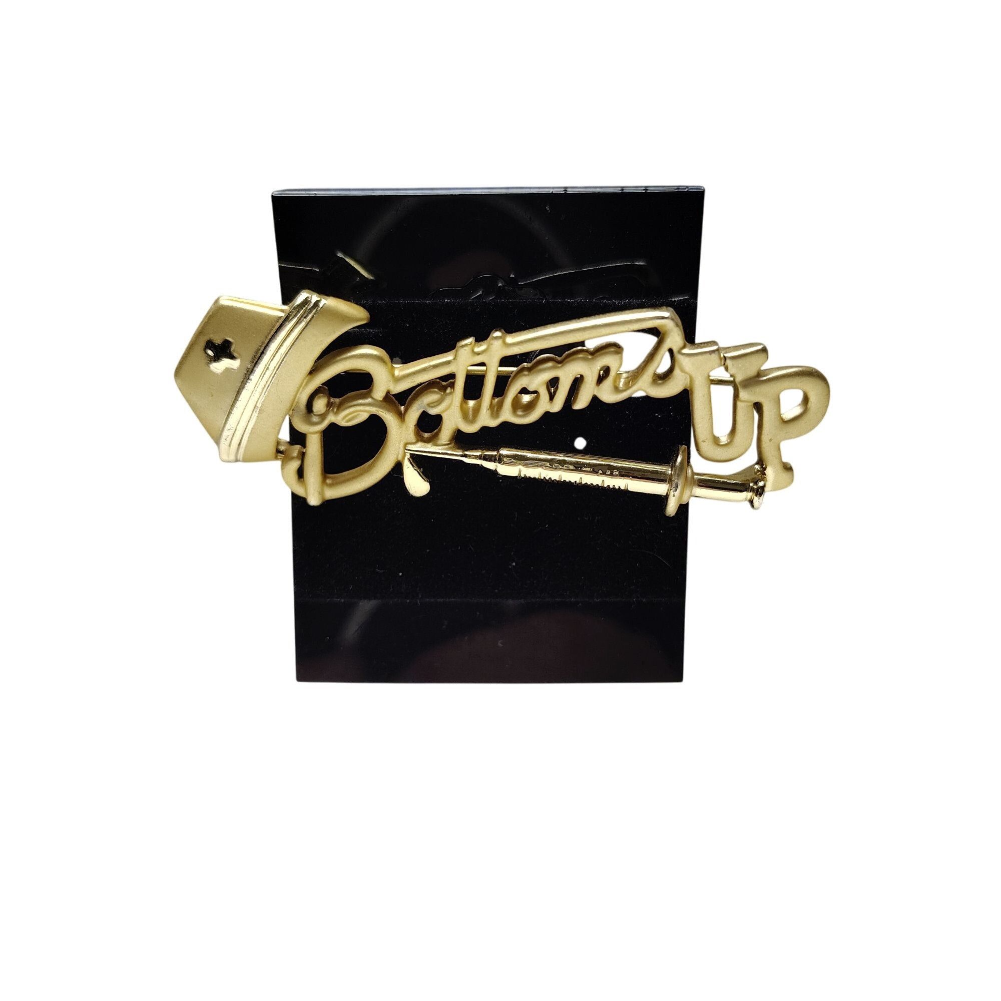 Other Bottoms Up Nurse AJC Signed Gold Tone Vintage 80s Pin Health Size ONE SIZE - 3 Thumbnail