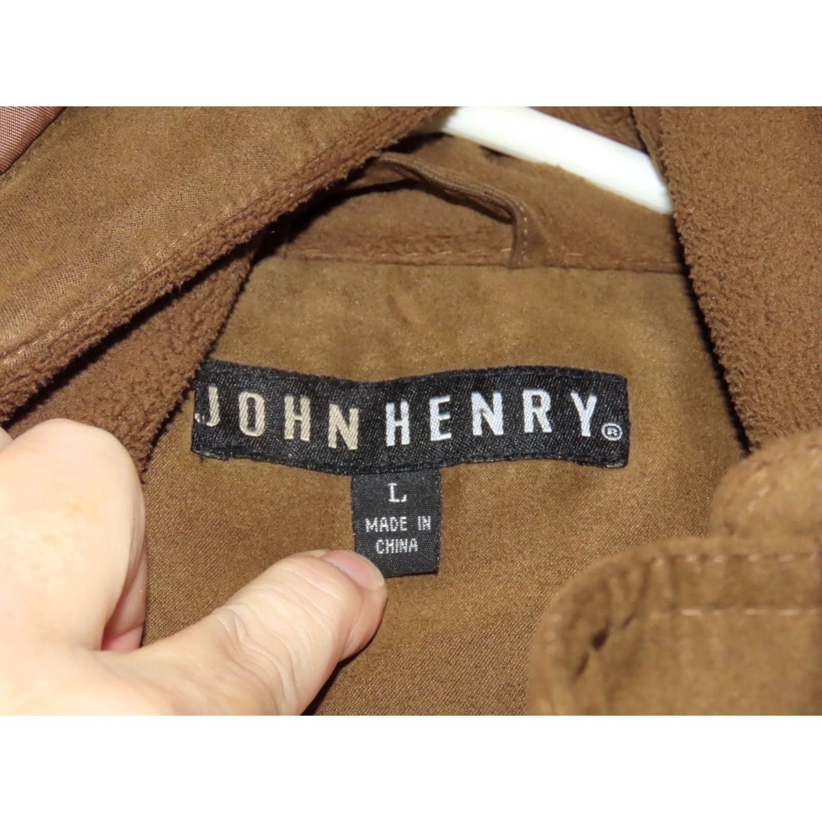 Vintage John Henry Men's L Faux Suede Hooded Brown Winter Coat Jacket Size US L / EU 52-54 / 3 - 4 Thumbnail