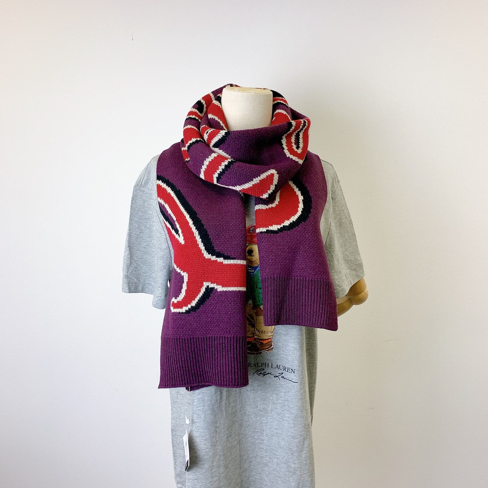 Coach Coach CY038 Coach Script Print Knit Muffler IN Oxblood Size ONE SIZE - 1 Thumbnail