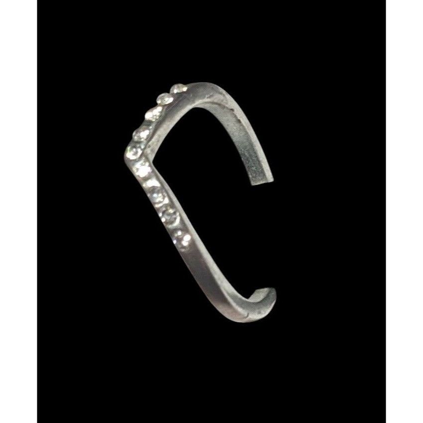 Other Minimalist Gemmed Chevron Silver Tone Ring Size 3 1/2 Size ONE SIZE - 10 Thumbnail