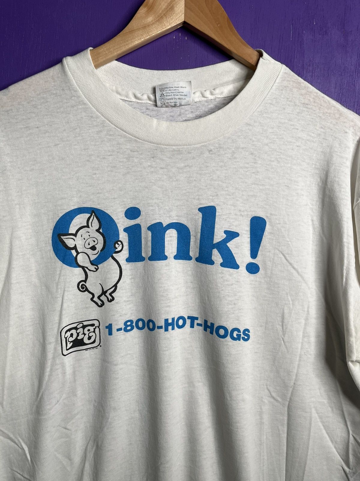 Vintage Vintage 80s OINK!hot dogs promo t-shirt Size US L / EU 52-54 / 3 - 3 Thumbnail