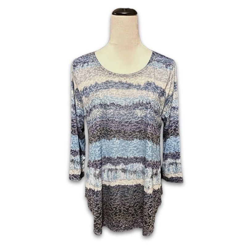 Other Ruby Rd. Blouse Embellished Watercolor Striped Blue W M NWT Size M / US 6-8 / IT 42-44 - 2 Thumbnail