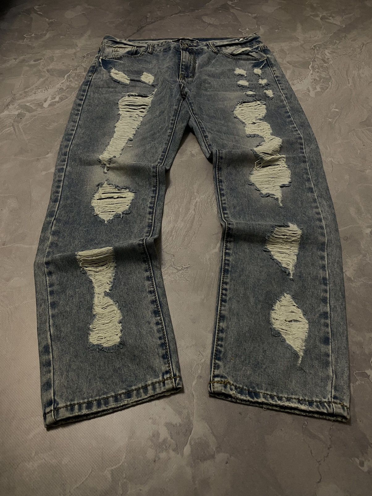 RARE Archive Ripped Straight Jeans Rick Owens Y2K Drip